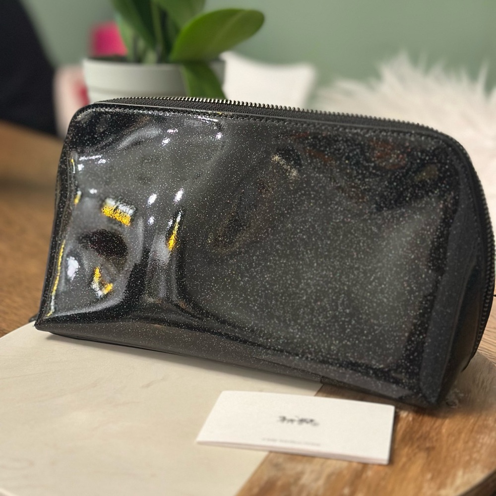 NEW!Coach Shimmering Black Large Pouch - Picture 2 of 4